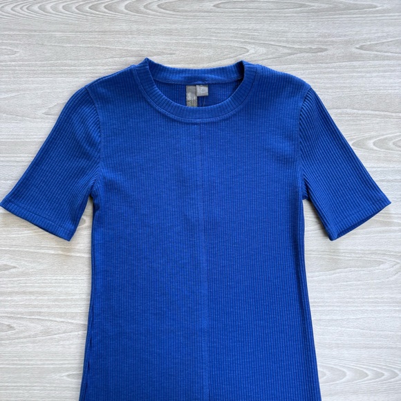 Sweaty Betty Ribbed Midi Dress Short Sleeves Lightning Blue Size XS - Picture 6 of 11